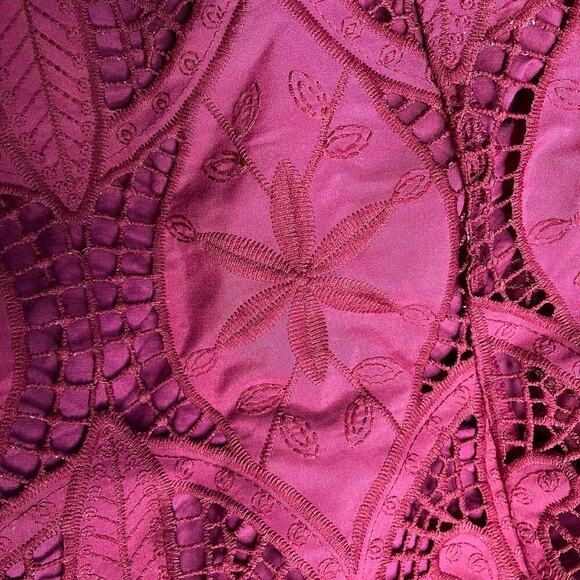 June + Vie Women's Plus Eyelet Sleeve Embroidered Peasant Dress 14/16 Rumba Red - Picture 11 of 12